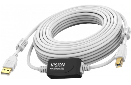 [7428313] Vision USB A-B 2.0 Active kabel 10m met half-way booster