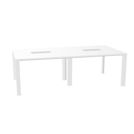 Meeting table with glass worktop - Retracted middle leg - 2 top access included - Cod. 300AC2004 - W. 44,7 - L.240 / D.120 / H.74.5