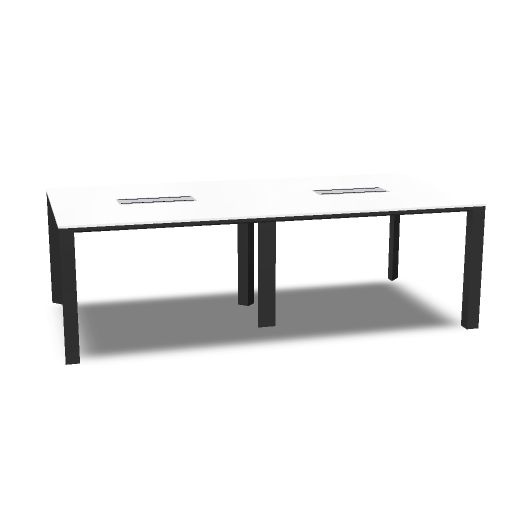 [TOP_GLASS.XXCategory=Glass;TOP_GLASS.V01=VBI1;LEG.V02=MNE1;Top_Access.V13=AL04;MARKET.XXMarket=E;MARKET.XXWeight=1] Meeting table with glass worktop - Retracted middle leg - 2 top access included - Cod. 300AC2004 - W. 44,7 - L.240 / D.120 / H.74.5