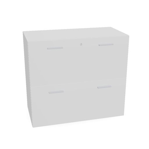 [DRAWERS.XXTypeFinish=MEL;DRAWERS.V05=MBI1;HANDLE.Handle=Q;HANDLE.V23=QAL;FRAME.V04=MBI1;MARKET.XXMarket=E;MARKET.XXWeight=1] low unit with 2 filing drawers W. 90  H. 82,7  D. 45 