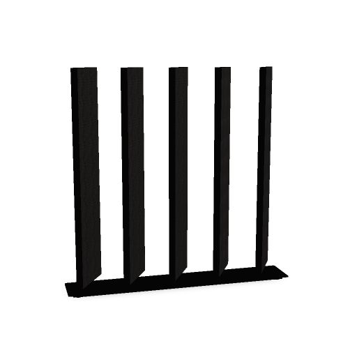 [OPTIONS_LD.Slat_Visual=half;MATERIALS_SINGLE.FabricCollection=Carlow;MATERIALS_SINGLE.FabricColour=cam_clw01;MATERIALS_SINGLE.FabricGroup=PG1;FRAME.Frame_Colour=RAL9005] Akoestische lamellen divider - Large