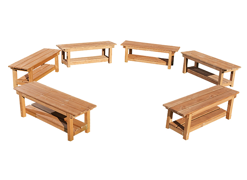 Banken - 100 x 30 x 35 cm - hout - set van 6