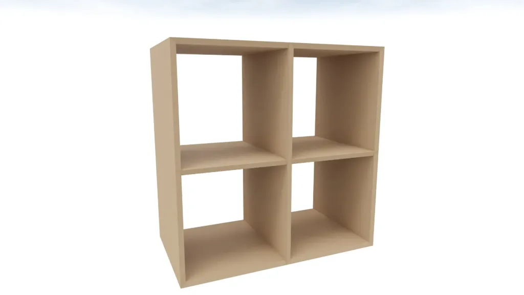 [CABINET 5.1.5-TBA] Volledig geopende kast met 1 plank en 4 vakken (Nog te bepalen)