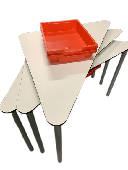 [OUTLET-DRIEHOEKTAFEL-90-90-90-76-A4-LADE-SET-V-3ST] Driehoektafel 90 x 90 x 90 cm (L x B x D) inclusief A4-lade -  pakket 3 stuks