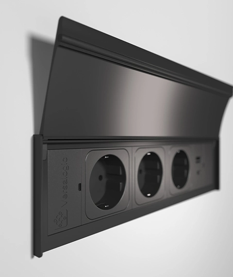 [060.39E.0000X] VersaLID - met 2 x stroom - penaarde ( Wit - zwart - alu )