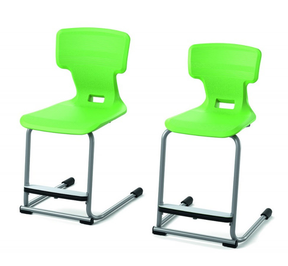 Kiboo 4-pootsstoel met voetensteun - pakket 3 stuks - lime