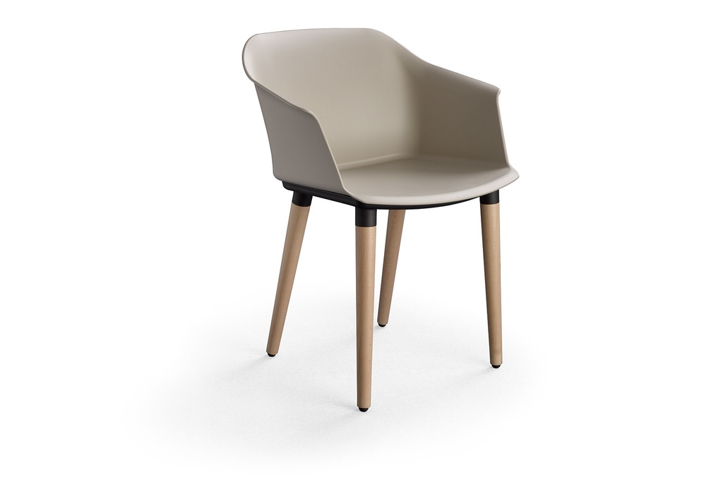 Molo - designstoel in kunststof - met armleuningen - met pootjes in beuk