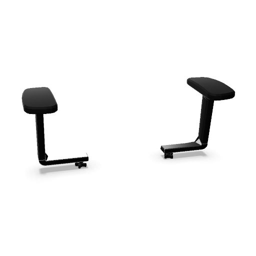 Height-adjustable 1D armrests, black polyamide support, black soft TPU top