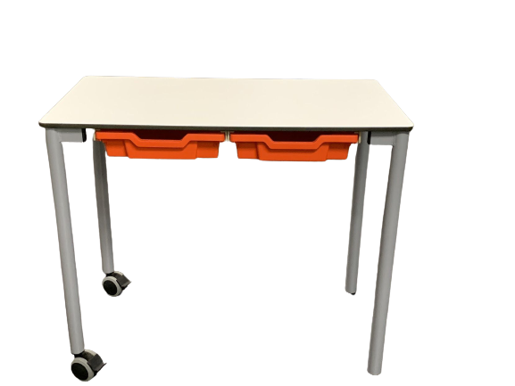 [OUTLET-LEERLINGENTAFEL -ST-RIT-90x50] Leerlingentafel -ST-RIT - 90x50 cm - blad in volkern - onderstel alu - 2 lades a4