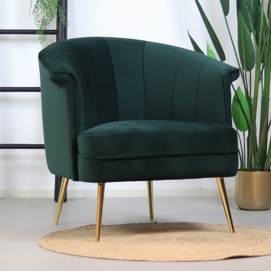 Amy - fauteuil met vergulde metalen pootjes - in velvet
