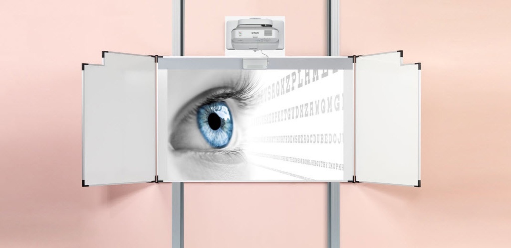 Projectiebord op kolommen - 5-vlaks - extra flat - voor touchprojector