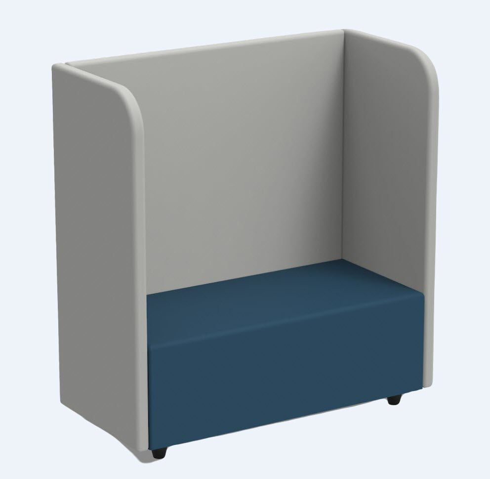 [BLXL-Cat - Fabric-Colour seat-TBA-Cat - Fabric-Colour 3-piece back-TBA] Poef soft seating in kunstleder met 3 akoestische panelen (Nog te bepalen, Nog te bepalen, Nog te bepalen)