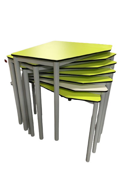 [OUTLET-PENTA5-HOEK-NORMAAL-79-67-VOLKERN-WIT-SET7] Penta 5-hoekstafel - normaal: 79 x 67,5 cm (L x B) - volkern - pakket 7 stuks