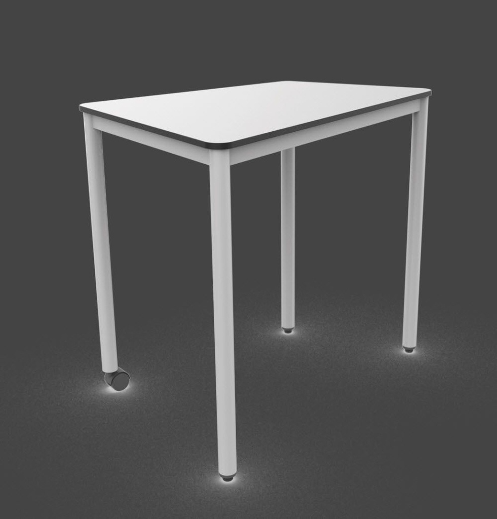 [OUTLET-PAKKET-4STUKS-PIPA-TAFEL-H76-VOLKERN] Pipa tafel - 87 x 58 cm (L x B) - blad in volkern - onderstel alu - pakket  4 stuks