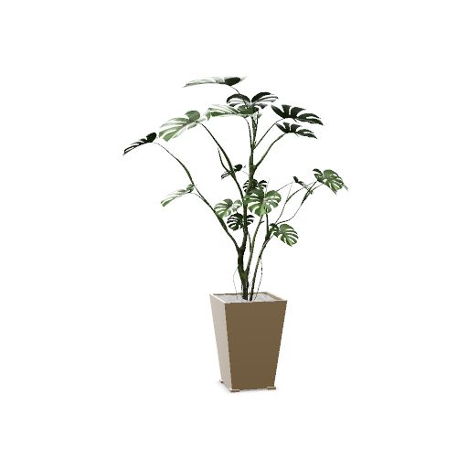 Bac métal KUB'O composition Philodendron
