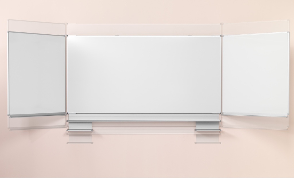 [1715X.200-Afmetingen-TBA] Meervlaks schoolbord schuifmechaniek, wit emaille (Nog te bepalen)