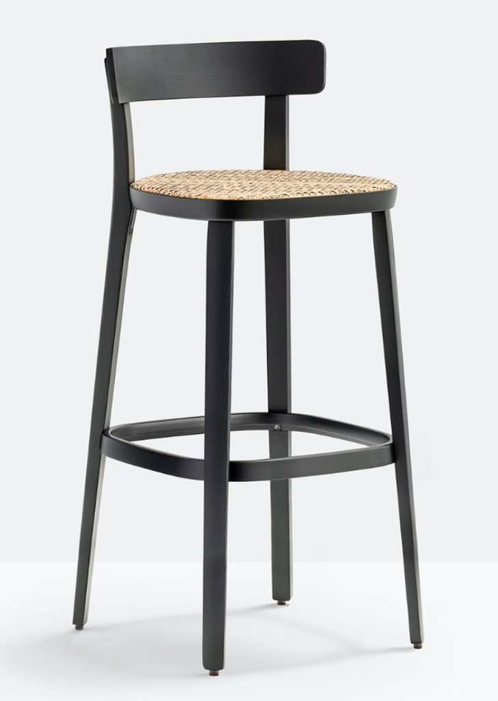 [2927-Stain colours-TBA-Foot rest-TBA-Seat ring-TBA] Folk - barstoel - onderstel in hout (Nog te bepalen, Nog te bepalen, Nog te bepalen)