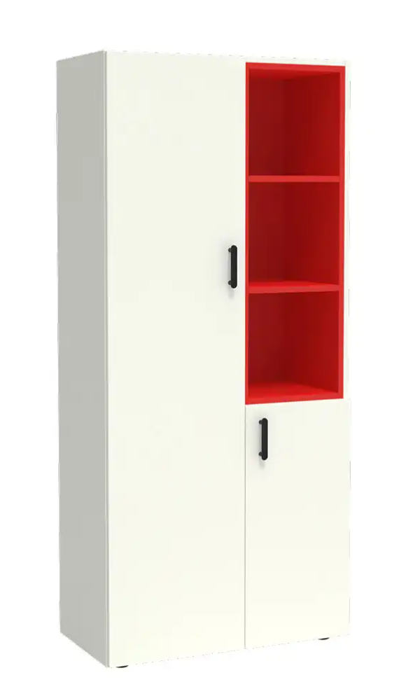 Houten kast met kleurrijke vakken rechts - 5 OH  