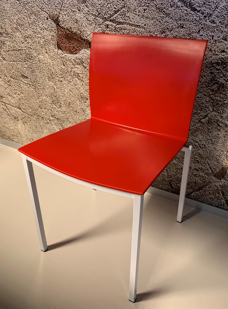 [OUTLET-PAKKET-4STUKS-SIGMA-WIT-2KLEUREN] Sigma stoel - H46 cm - onderstel wit - pakket 4 stuks