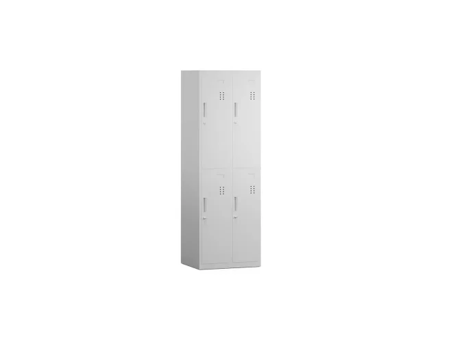 60 x 50 x 180 cm (BxDxH) - 4 compartimenten, korte deuren, met deurgrepen, spiegeltje en naamkaarthouder