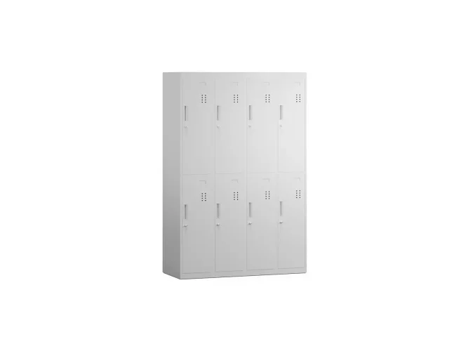 120 x 50 x 180 cm (BxDxH) - 8 compartimenten, korte deuren, met deurgrepen, spiegeltje en naamkaarthouder