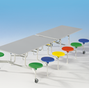 Spaceflex 2.0 - rechthoekige klaptafel - blad in melamine - 12 geïntegreerde stoelen - zithoogte 46 cm