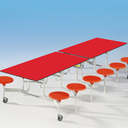 Spaceflex 2.0 - rechthoekige klaptafel - blad in volkern - 12 geïntegreerde stoelen - zithoogte 46 cm